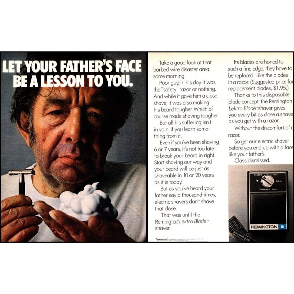 1970 Remington Lektro Blade 6 Electric Razor Shaver 2 Page Vintage Print Ad Art